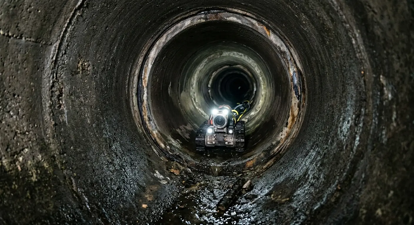 Robotic sewer camera inspecting pipe interior for Sewer Line Repair in East Pennsboro